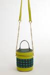 The Garnish Company_Green Tile Trillium Mirror Work Cylinder Bag _Online_at_Aza_Fashions