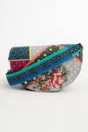 Shop_The Garnish Company_Multi Color Tile Magnolia Print Crescent Bag _at_Aza_Fashions