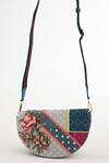 Buy_The Garnish Company_Multi Color Tile Magnolia Print Crescent Bag _Online_at_Aza_Fashions