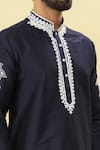 Shop_Arihant Rai Sinha_Blue Silk Embroidery Sleeve Kurta And Churidar Set _Online_at_Aza_Fashions