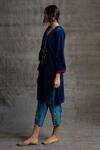 Shop_BO Tree_Blue Velvet, Silk Embroidery, Sequins V-neck Sitarah Kurta And Pant Set_at_Aza_Fashions