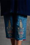BO Tree_Blue Velvet, Silk Embroidery, Sequins V-neck Sitarah Kurta And Pant Set_Online_at_Aza_Fashions