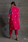 Shop_Bo tree_Pink Raw Silk Embroidered Floral V Neck Gul Kurta And Pant Set _at_Aza_Fashions