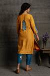 Shop_BO Tree_Yellow Silk, Cotton Zari, Embroidery Collared Zeena Kurta And Pant Set_at_Aza_Fashions