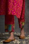 Shop_BO Tree_Pink Flannel V-neck Nazneen Printed Kurta And Pant Set_at_Aza_Fashions