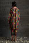Shop_BO Tree_Multi Color Cotton, Flannel Split V-neck, Round Kashish Printed Kurta Pant Set_at_Aza_Fashions