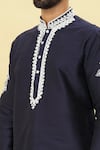 Arihant Rai Sinha_Blue Silk Embroidered Floral Sleeve Kurta And Dhoti Pant Set _at_Aza_Fashions