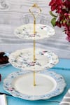 Shop_Vigneto_Blue Finest Premium Porcelain Spring Meadows Pattern Three Tier Dessert Stand _at_Aza_Fashions