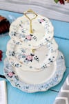 Vigneto_Blue Finest Premium Porcelain Spring Meadows Pattern Three Tier Dessert Stand _Online_at_Aza_Fashions