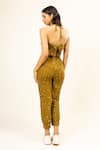 Shop_Doodlage_Green Upcycled Cotton/cotton Blends Bandhani Crop Top With Tucked Hem Pant _at_Aza_Fashions