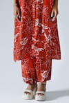 KLAD_Red Crepe Printed Abstract Floral Mandarin Tunic And Pant Co-ord Set _Online_at_Aza_Fashions