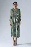 Buy_KLAD_Green Crepe Abstract Floral Print Shirt Dress_at_Aza_Fashions