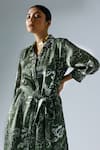 Buy_KLAD_Green Crepe Abstract Floral Print Shirt Dress_Online_at_Aza_Fashions