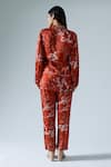 Shop_KLAD_Red Satin Printed Abstract Floral Collar Shirt And Pant Co-ord Set _at_Aza_Fashions