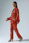 Buy_KLAD_Red Satin Printed Abstract Floral Collar Shirt And Pant Co-ord Set _Online_at_Aza_Fashions