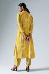 Shop_KLAD_Yellow Crepe Printed Abstract Floral Mandarin Tunic And Pant Co-ord Set _at_Aza_Fashions