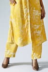 Shop_KLAD_Yellow Crepe Printed Abstract Floral Mandarin Tunic And Pant Co-ord Set _Online_at_Aza_Fashions