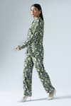 Buy_KLAD_Green Crepe Printed Abstract Collar Shirt And Pant Co-ord Set _Online_at_Aza_Fashions