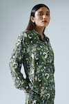 Shop_KLAD_Green Crepe Printed Abstract Collar Shirt And Pant Co-ord Set _Online_at_Aza_Fashions