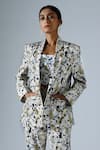 KLAD_Grey Cotton Printed Abstract Geometric Lapel Blazer _Online_at_Aza_Fashions