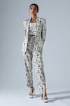 Buy_KLAD_Grey Cotton Geometric Abstract Print Blazer And Pant Set_at_Aza_Fashions