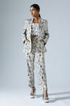 Shop_KLAD_Grey Cotton Geometric Abstract Print Blazer And Pant Set_Online_at_Aza_Fashions