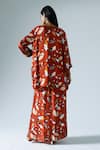 Shop_KLAD_Red Satin Abstract Print Jacket Skirt Set_at_Aza_Fashions