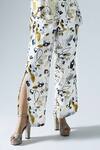 KLAD_White Satin Printed Abstract Floral Shirt And Slit Pant Co-ord Set _Online_at_Aza_Fashions