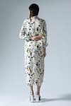 Shop_KLAD_White Crepe Printed Abstract Floral Collar Cuffed Sleeve Dress _at_Aza_Fashions