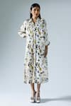 Shop_KLAD_White Crepe Printed Abstract Floral Collar Cuffed Sleeve Dress _Online_at_Aza_Fashions
