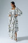 Shop_KLAD_White Satin Printed Abstract Floral Round Jacket Skirt Set _Online_at_Aza_Fashions