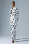Shop_KLAD_White Cotton Printed Abstract Geometric Lapel Collar Blazer Pant Set _Online_at_Aza_Fashions