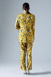 Shop_KLAD_Yellow Cotton Printed Abstract Geometric Lapel Collar Blazer _at_Aza_Fashions