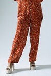 Buy_KLAD_Red Satin Printed Wave Collared Button Down Shirt Pant Set _Online_at_Aza_Fashions