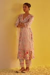 Buy_Label Mansi Nagdev_Ivory Chanderi Printed Floral V Neck Asma Straight Kurta Trouser Set