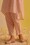 Label Mansi Nagdev_Pink Chanderi Printed Floral Round Zainab Digital Kurta Pant Set _at_Aza_Fashions