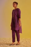 Buy_Label Mansi Nagdev_Purple Chanderi Printed Floral Round Zainab Digital Kurta Pant Set _at_Aza_Fashions