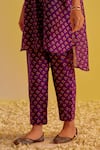 Label Mansi Nagdev_Purple Chanderi Printed Floral Round Zainab Digital Kurta Pant Set _Online_at_Aza_Fashions