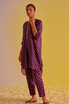 Buy_Label Mansi Nagdev_Purple Chanderi Printed Floral Round Zainab Digital Kurta Pant Set _Online_at_Aza_Fashions