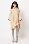 Two Point Two_Beige 100% Cotton Poplin Plain Scoop Mamaro String Tie-up Kaftan Dress _Online_at_Aza_Fashions