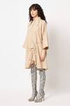 Buy_Two Point Two_Beige 100% Cotton Poplin Plain Scoop Mamaro String Tie-up Kaftan Dress _Online_at_Aza_Fashions