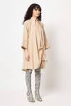 Buy_Two Point Two_Beige 100% Cotton Poplin Plain Scoop Mamaro String Tie-up Kaftan Dress 
