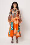 Buy_Two Point Two_Orange 100% Cotton Poplin Digital Printed Samurai Full A-line Dress _at_Aza_Fashions