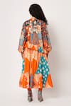 Shop_Two Point Two_Orange 100% Cotton Poplin Digital Printed Samurai Full A-line Dress _at_Aza_Fashions