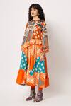 Two Point Two_Orange 100% Cotton Poplin Digital Printed Samurai Full A-line Dress _Online_at_Aza_Fashions