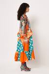 Buy_Two Point Two_Orange 100% Cotton Poplin Digital Printed Samurai Full A-line Dress _Online_at_Aza_Fashions