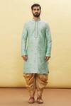 Samyukta Singhania_Green Silk Embroidered Floral Garden Pattern Kurta And Dhoti Pant Set _Online_at_Aza_Fashions