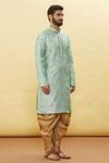 Buy_Samyukta Singhania_Green Silk Embroidered Floral Garden Pattern Kurta And Dhoti Pant Set _Online_at_Aza_Fashions