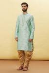 Shop_Samyukta Singhania_Green Silk Embroidered Floral Garden Pattern Kurta And Dhoti Pant Set _Online_at_Aza_Fashions