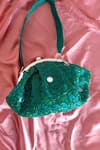 Buy_Feza Bags_Emerald Green Cutdana Monotone Embroidered Clutch _at_Aza_Fashions